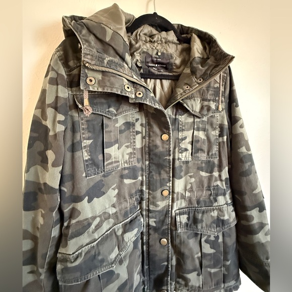 Lucky Brand Hooded Twill Anorak Jacket Lucky Brand Camo Utility Jacket Hooded L - Picture 3 of 8